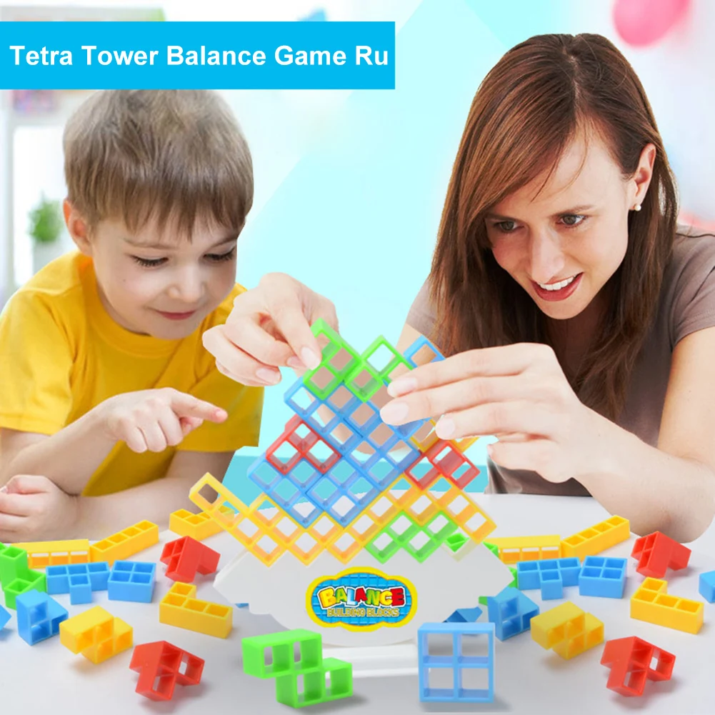 16-64PCS Building Block Brick Toy Balance Stacked Tetra Tower Game Swing High Russian Building Blocks Kid Desktop Party Toys