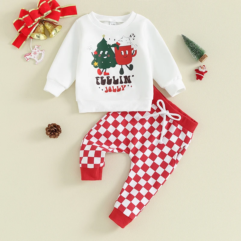 

Toddler Boys Christmas Outfits Christmas Tree Letter Print Long Sleeve Sweatshirt and Long Pants 2Pcs Clothes Set 3Months-3Years