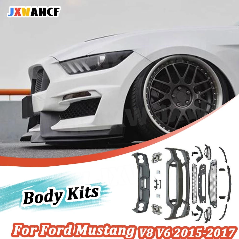 

JXWANCF PP Front Bumper Facelift Mesh Grill Parts Rear Diffuser Spoiler For Ford Mustang V8 V6 GT350 Coupe 2015-2017 Lip Guard