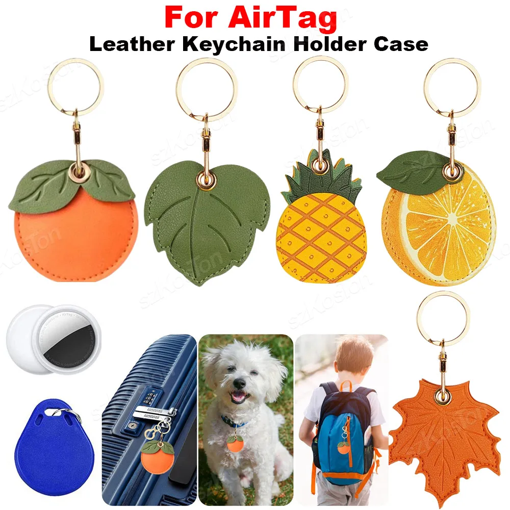 

Для AirTag милый кожаный брелок в форме фруктов, чехол с защитой от царапин, GPS-трекер, чехол для Air Tag, держатели для карт с бейджами