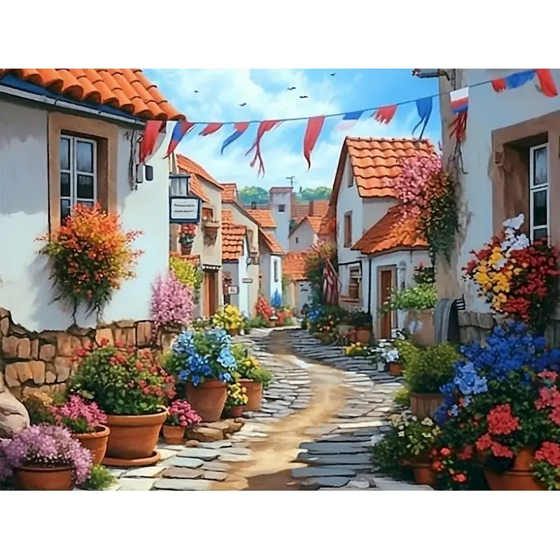 

GATYZTORY Canvas By Numbers Coloring Town Scenery HandPainted Paint Picture Oil Painting By Number For Adults Home Decor