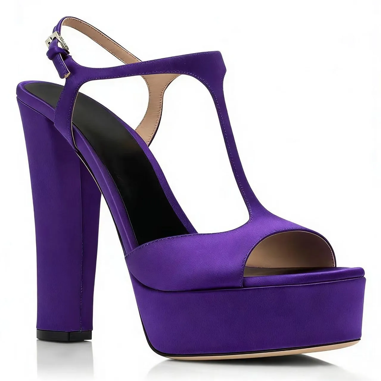 2026 New Summer Women's Platform Sandals Peep Toe Chunkly Heel High Heel One Strap Ankle Buckle Fashion Party Sandals