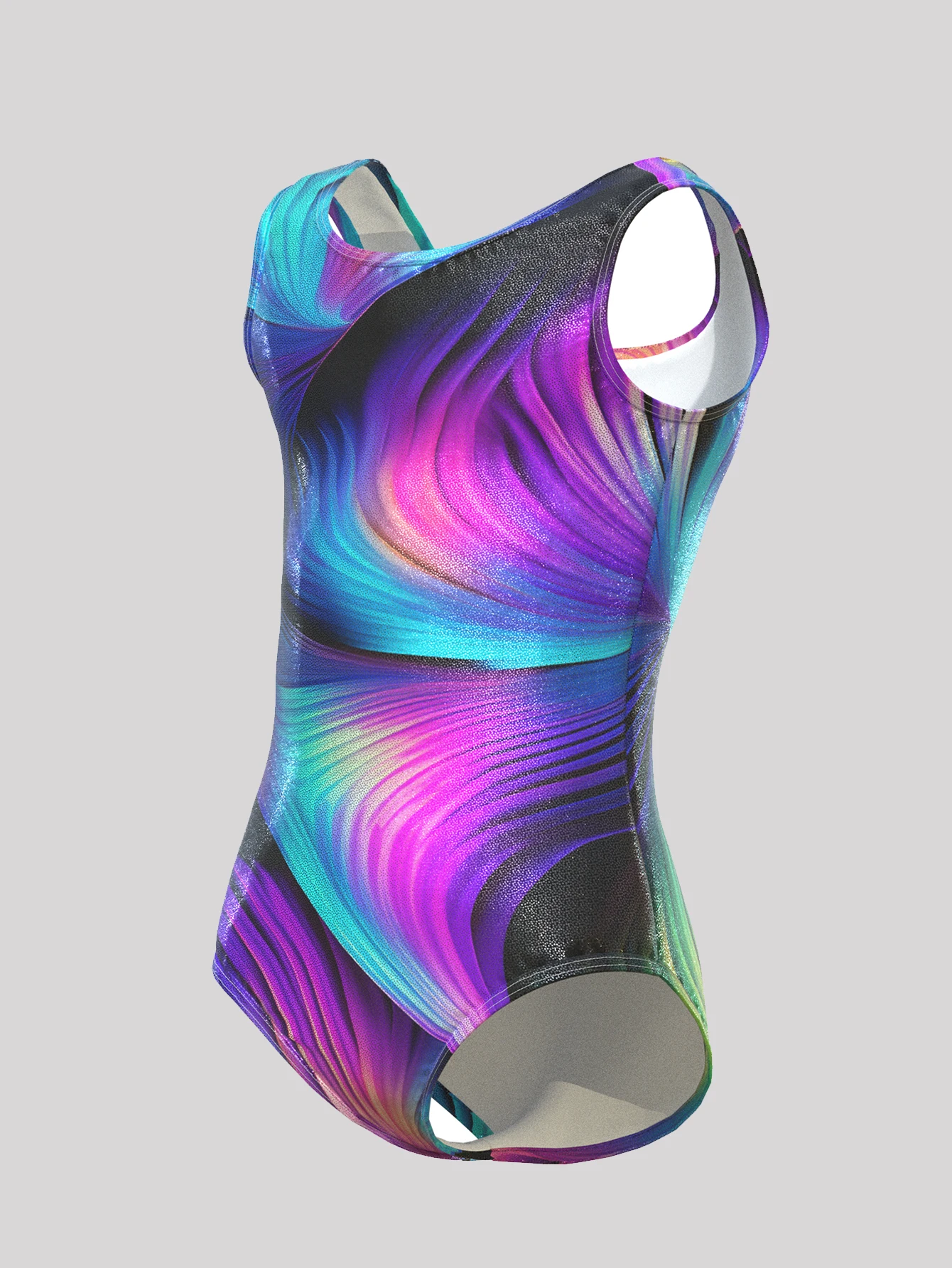 Girls Gymnastics Leotards Todder Colorful Line Design SleevelessTank Leotard Kids Dance Activewear  Random color
