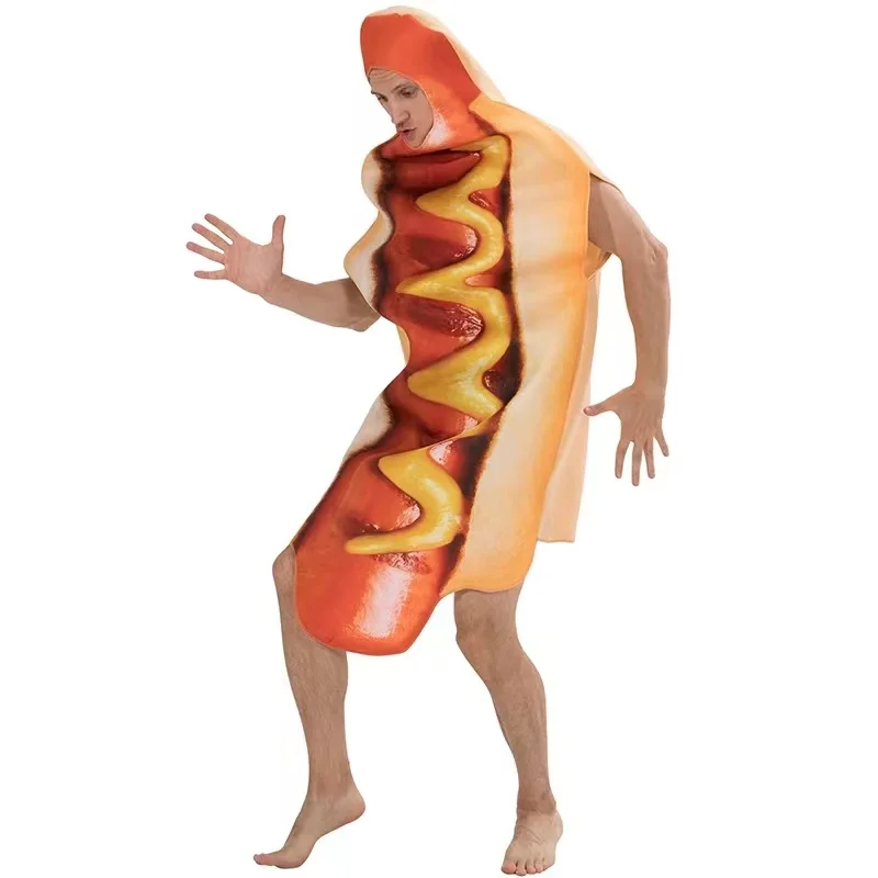 Hot Dog Cosplay Funny 3D Print Cartoon Doll Costumes Kids Adult One-piece Stage Character Performance Party Unisex Role Playing