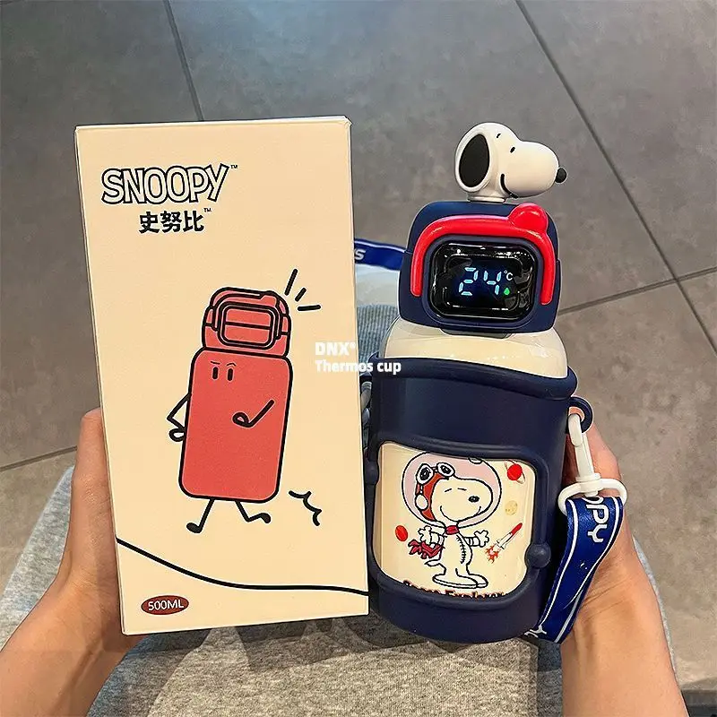 Snoopy Children's Thermos Cup for Boys and Girls Good-looking Students Cute Cup Portable Double Drinking Straw Water Cup