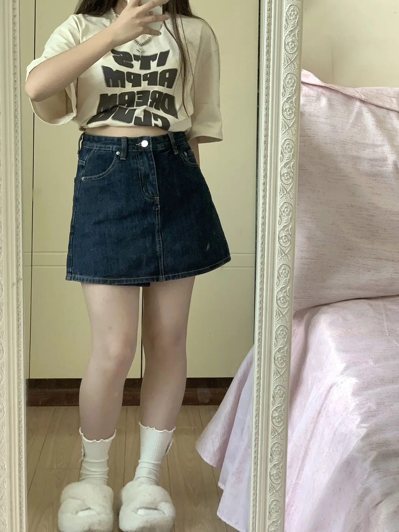 Gonna a trapezio a vita alta per le donne con pera Gonne in denim ort taglie forti Dimagranti f Lunghezza Coreano Sle Pendolarismo