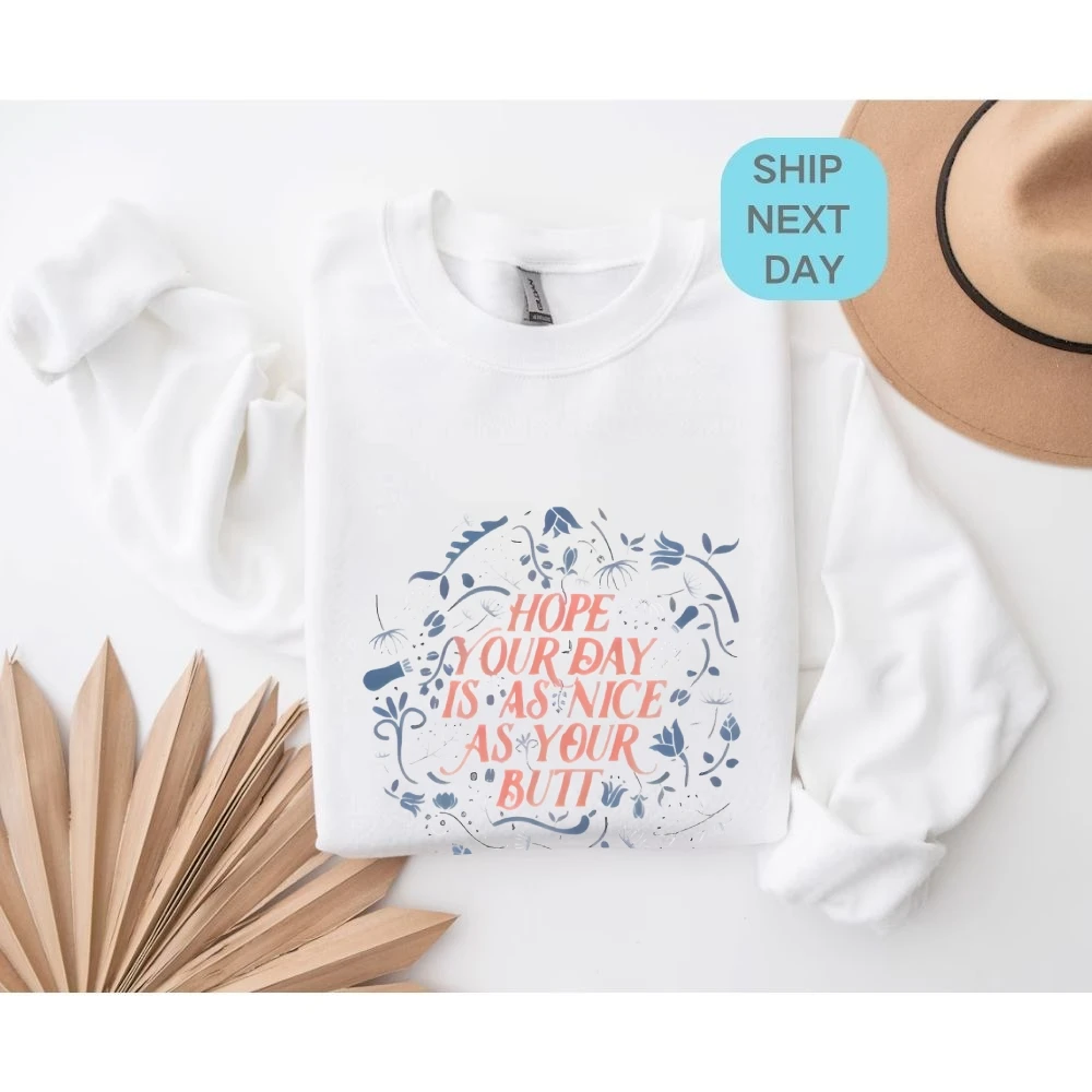 Hope Your Day スウェットシャツ 花柄 引用グラフィック 秋冬 カジュアル ルーズ 長袖 ポジティブ トレンディ 陽気な布トップス