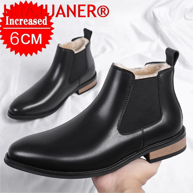 

New Genuine Leather Men High Top Chelsea Ankle Boots High Quality Mens Casual Business Shoes Comfy Outdoor Cotton boots