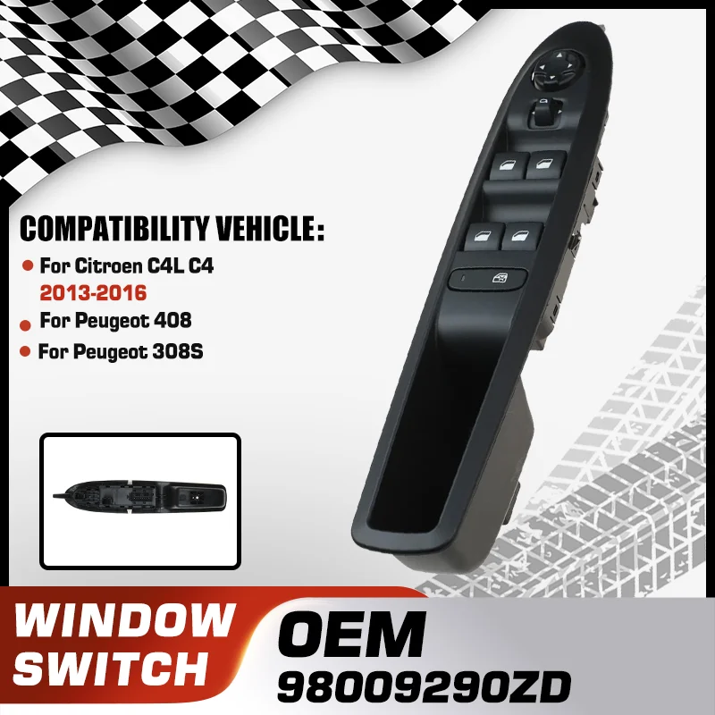 

Car Power Master Window Control Switch Regulator Button For Citroen C4L C4 2013-2016 Peugeot 408 Peugeot 308S 98009290ZD 20 Pins