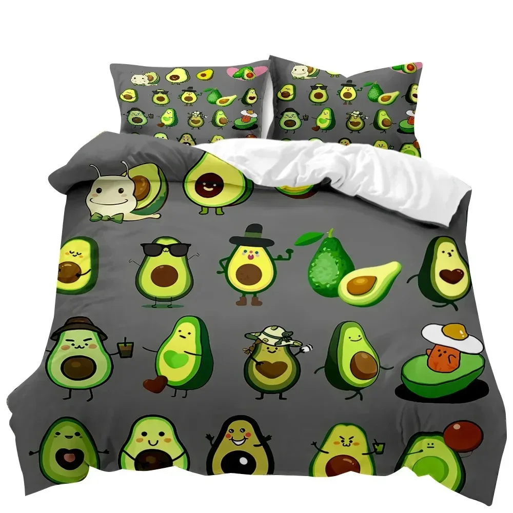 

Avocado Duvet Cover Set Avocados Bedding Set Cute Fruits Comforter Cover Queen Tropical Botanical Cartoon Polyester Quilt Cover