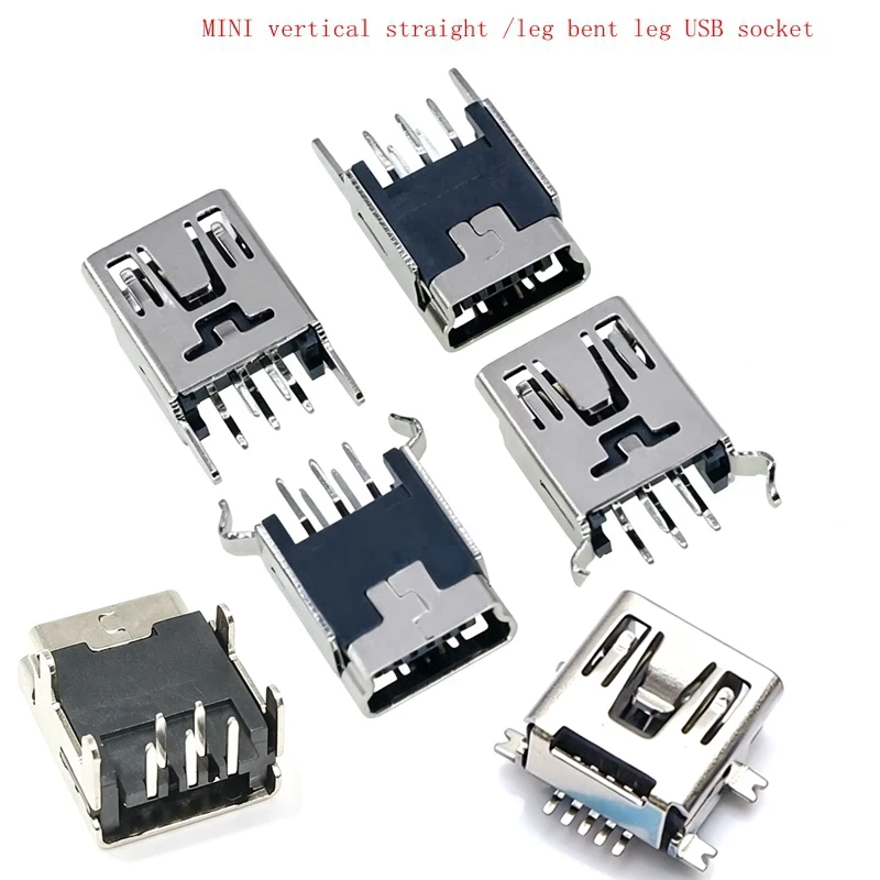 10PCS Mini USB SMD 5 Pin Female Mini B Socket Connector Plug Straight DIP Jack Connector Plug-in