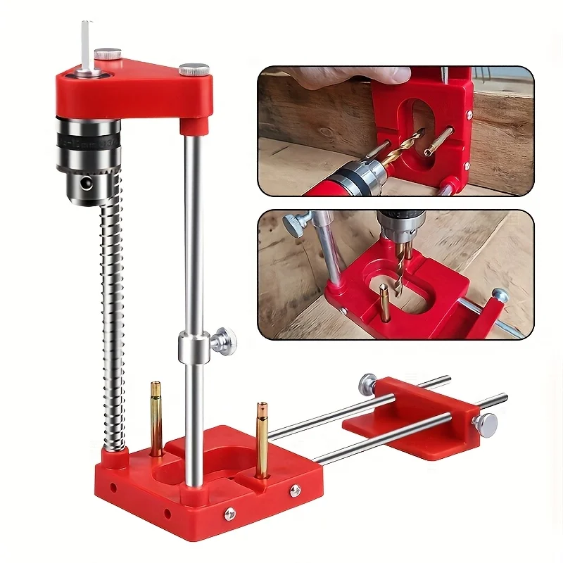 Red Plastic Drill Locator Drill Punch Locator Drill Guide Tools Drilling Locator Woodworking DIY Tool Portable Drilling Locators