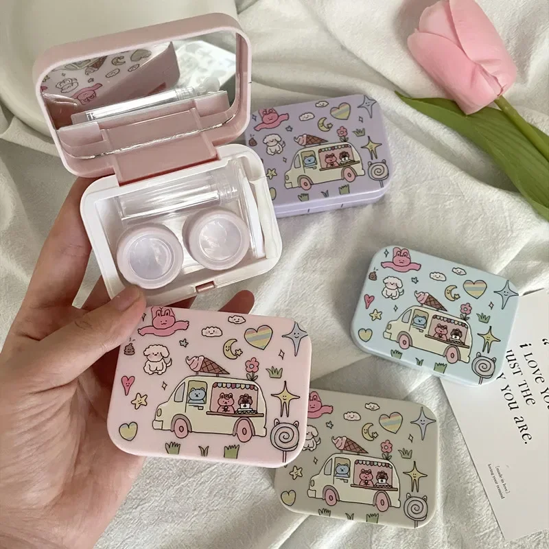 

1 Piece of Cute cartoon Contact Lens Box Purple Portable Contact Lens Companion Box Nursing Box Exquisite