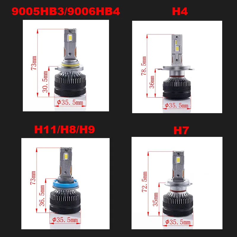 Reflektor samochodowy LED H7 LED H4 H1 H3 H8 H11 HB3 HB4 9005 9006 9012 6000K 4500K 800000 LM Auto LED Lampa Turbo Światło przeciwmgielne 12V 24V