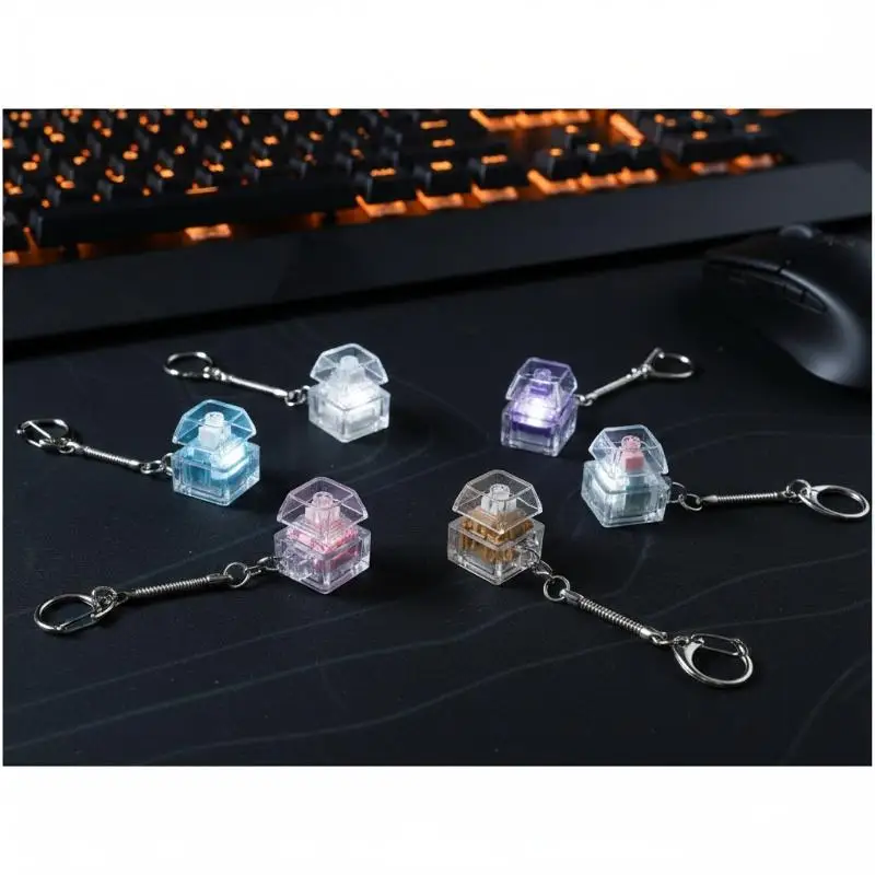 1/2/3/4/9 Key Keyboard  Toys Crystal Keycap Keychain Stress Relief Fingertip Gadget Decompression Toys Clicker  Toy