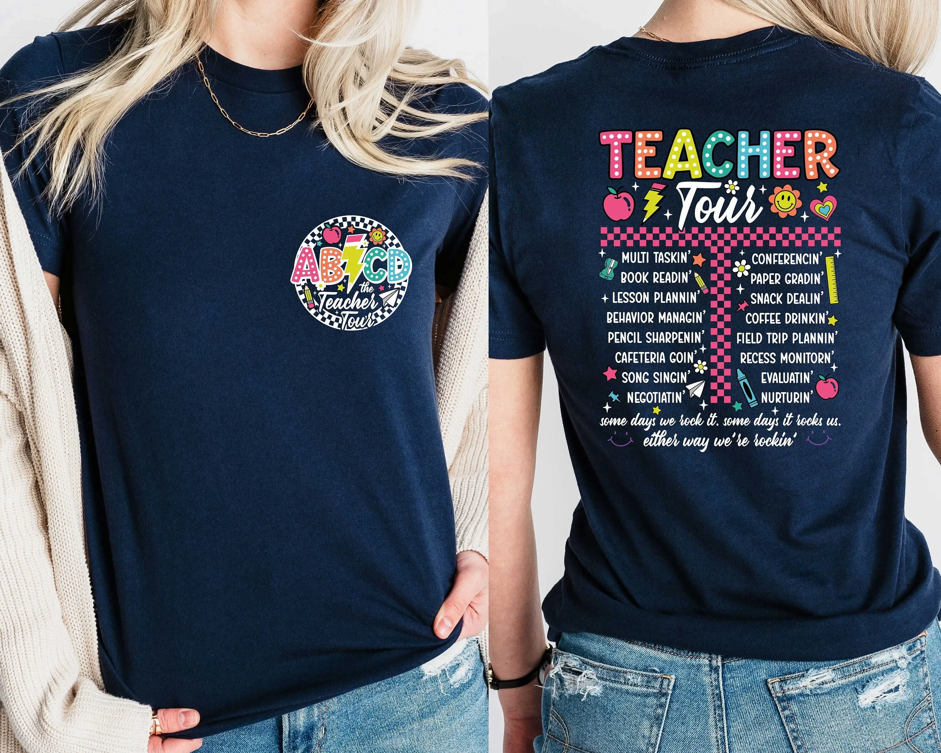 Retro Teacher Tour T Shirt ABCD Back To School End of Year Elementary
