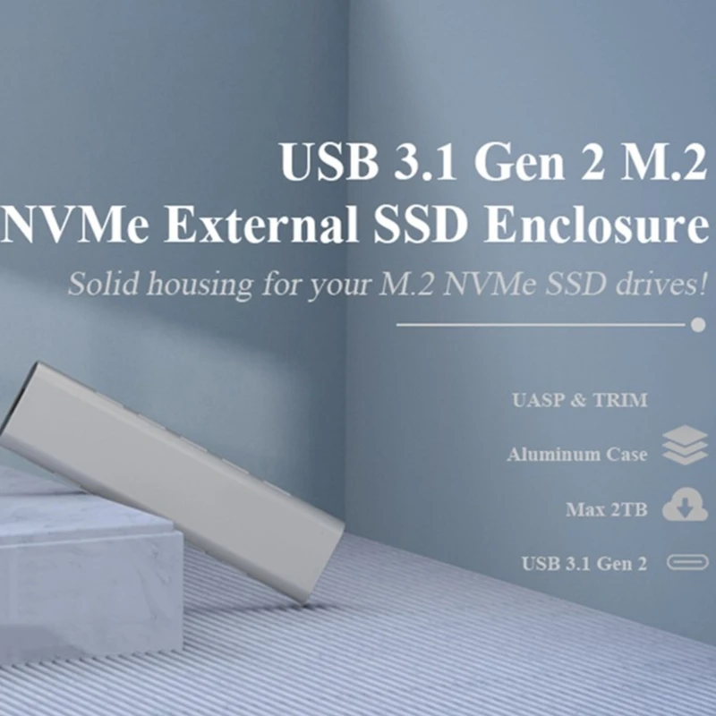 

Aluminum NVMe SSD Enclosure USB TypeC Computer Data Transfers with 10Gbps Fast Speed