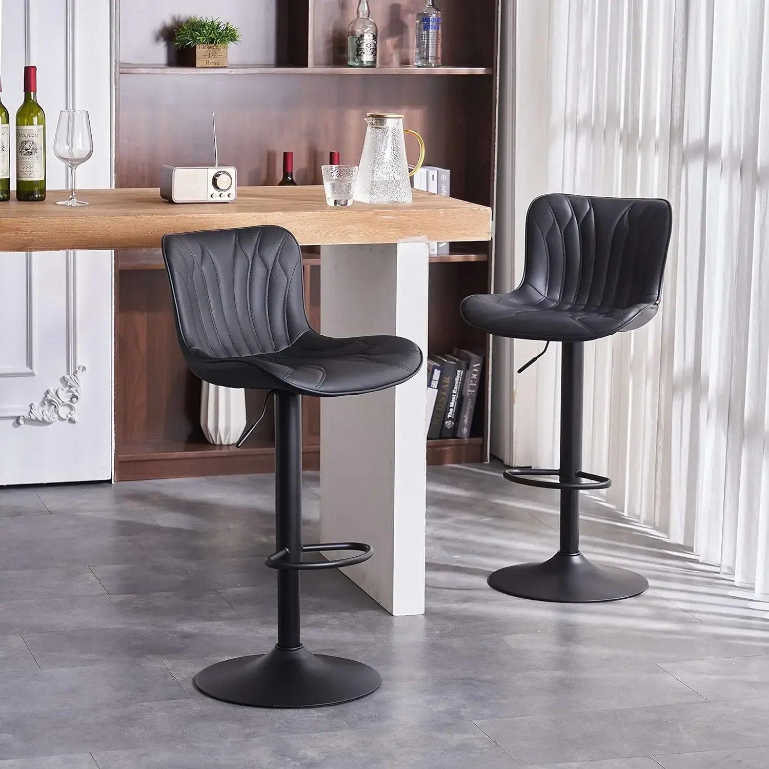 Upholstered bar stools counter height modern adjustable rotating bar chairs