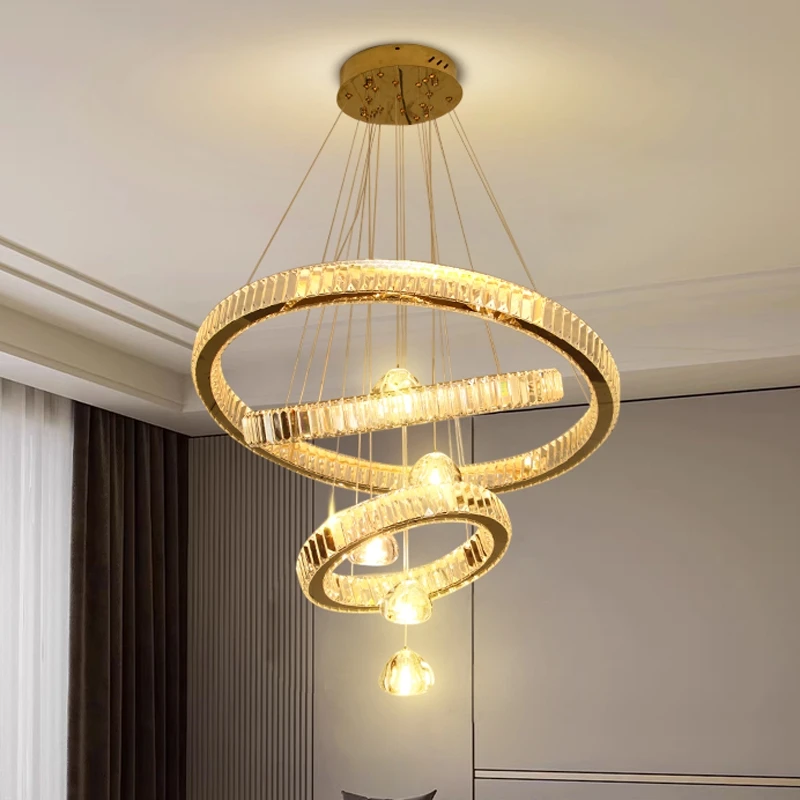 Nordic Luxury Crystal Ceiling Chandelier Home Decor Pendant Light Luster Bedroom Living Room Chandelier Dining Room Led Lighting