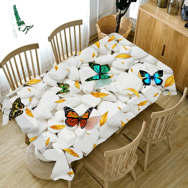 Fashion Vintage Butterfly Printed Tablecloth Home Party Rectangle Tablecloth Wedding Fireplace Stain Resistant Decoration