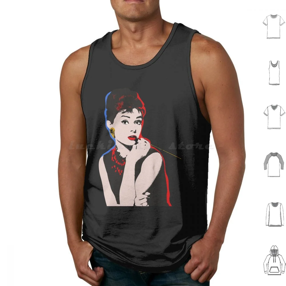 Aud Tank Tops Vest Sleeveless 60 Sixties Audrey Hepburn Audrey Smoking Pipe Geek Nerd Retro Vintage Book Comics Comicbook