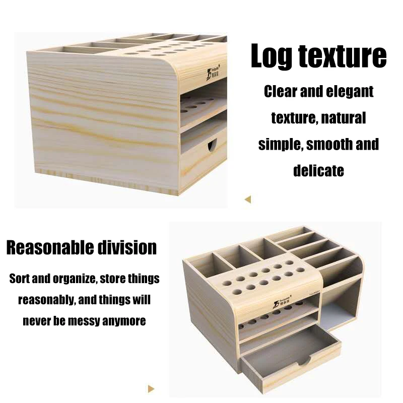 Tool Guide Wooden Storage Box Screwdriver Tweezers Holder Mobile Phone Repair Desktop Reception Tool Parts Box
