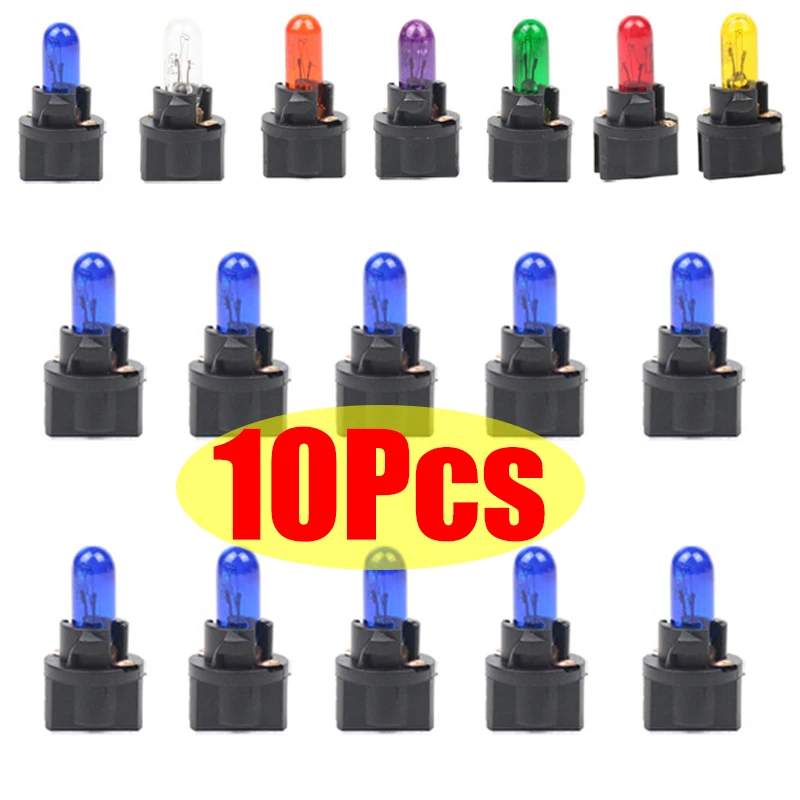 10Pcs T5 12V LED Car Lights Bubble Insertion Instrument Brake Bulb Auto Interior Indicator Lamp Car Dashboard Light Bulbs