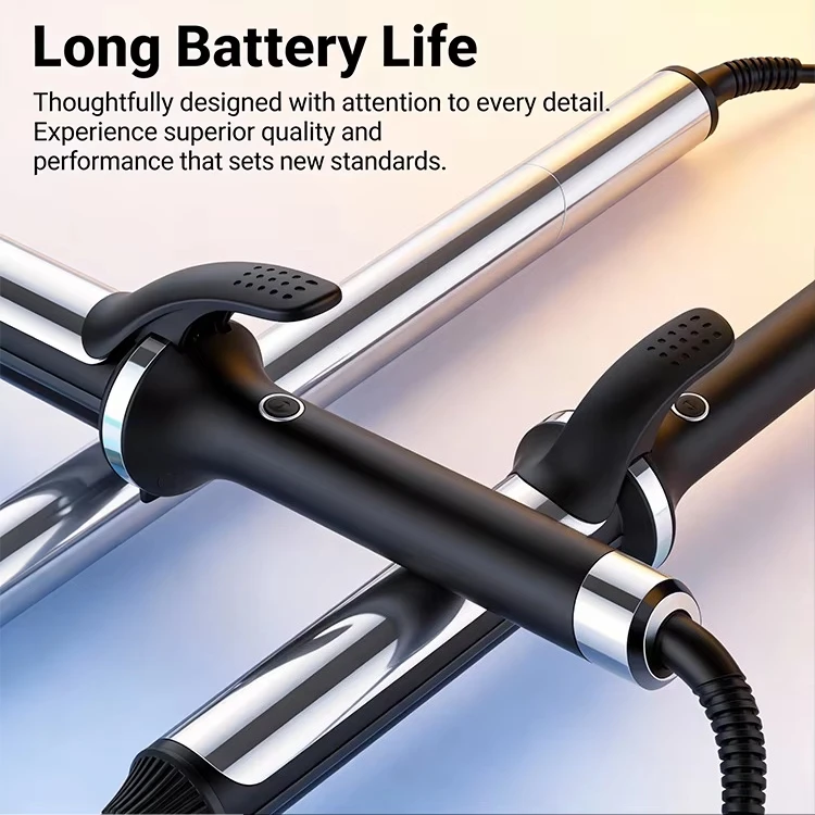 New Technology LCD Titanium Hair Curling Iron Ceramic Double PTC Fast Heat-up Electric Source