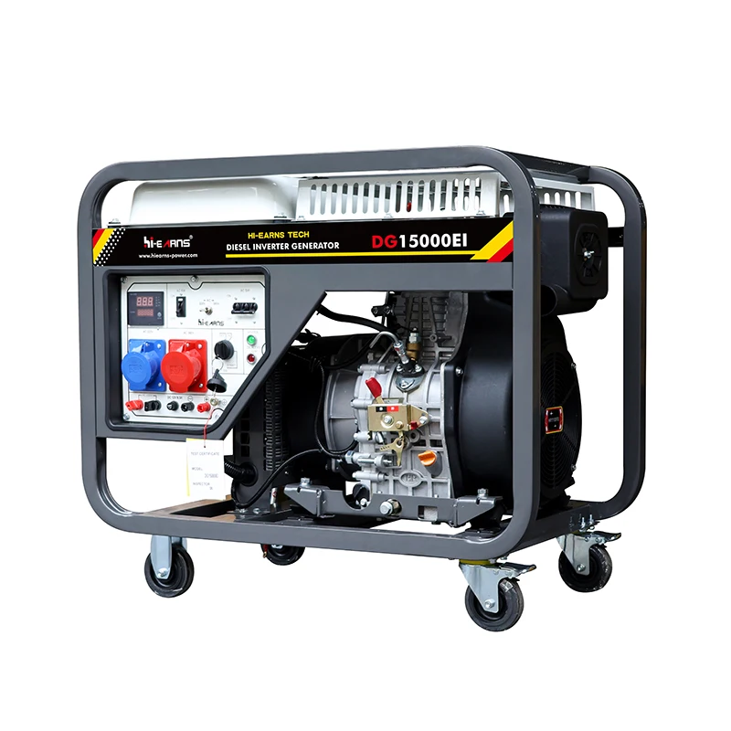 Hiearns 10kW  DG15000EI Three-Phase Open Frame diesel Generator Inclined Panel Frequency Conversion Unit 50Hz