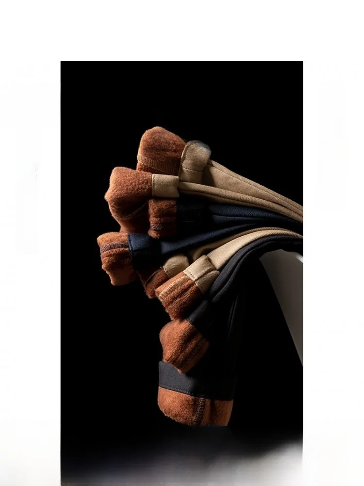 

Thiened Fce Winter Casual Pants for Men Mid-aged And ly Warm Sli Straight Leg Cotton Trousers for Autumn Winter