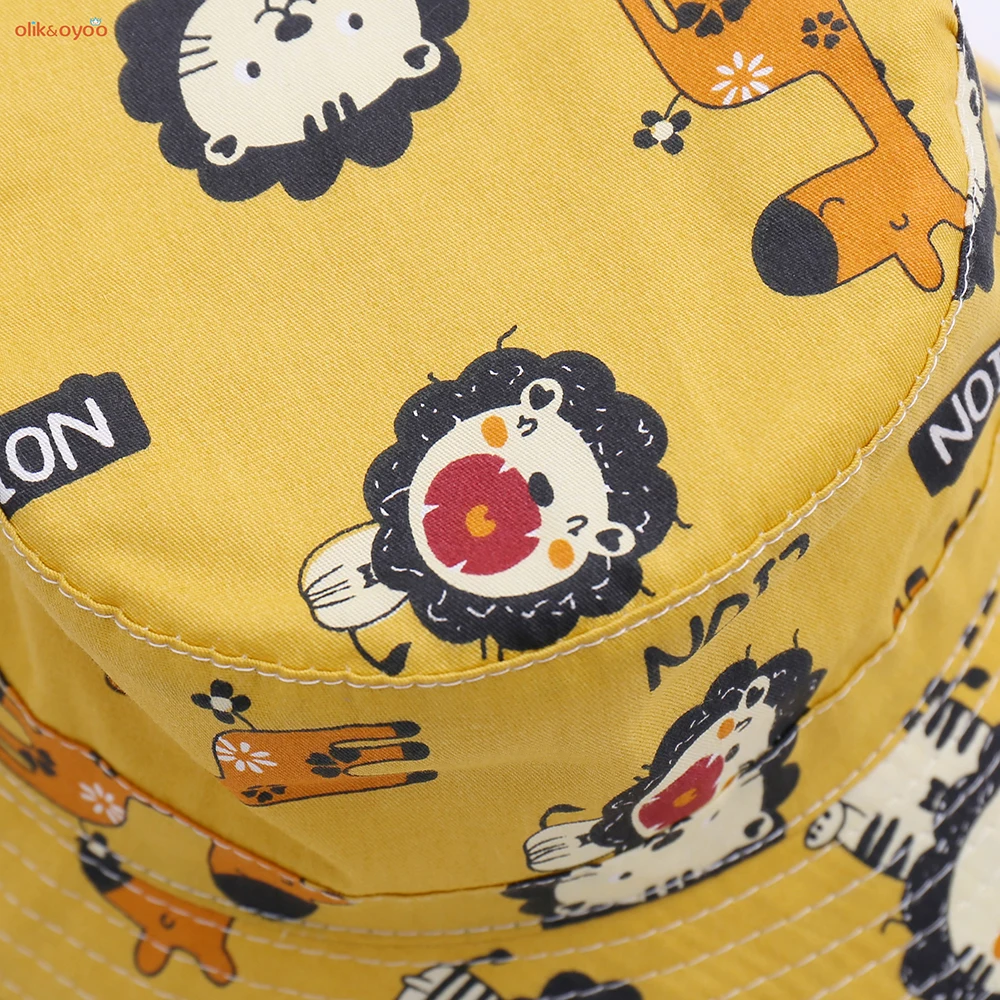 Kids Panama Caps Cartoon Lion Baby Bucket Hat Summer Outdoor Boy Girl Fisherman Sun Hats Anti-UV Children Fisherman Beach Cap