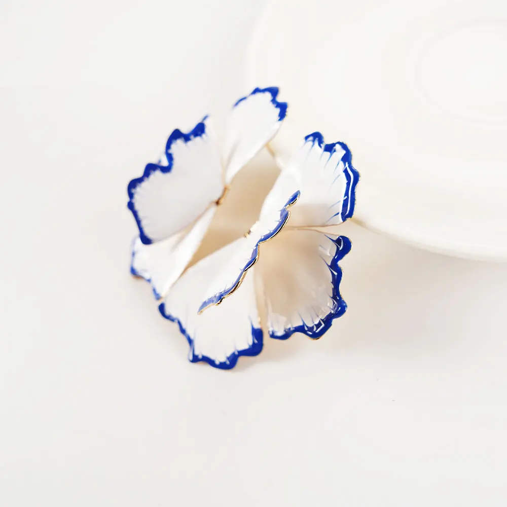 الأبيض الأزرق فراشة بوهو بيان وأقراط المينا الرجعية جميلة المعادن مجوهرات للنساء الفتيات اكسسوارات الحفلات #4