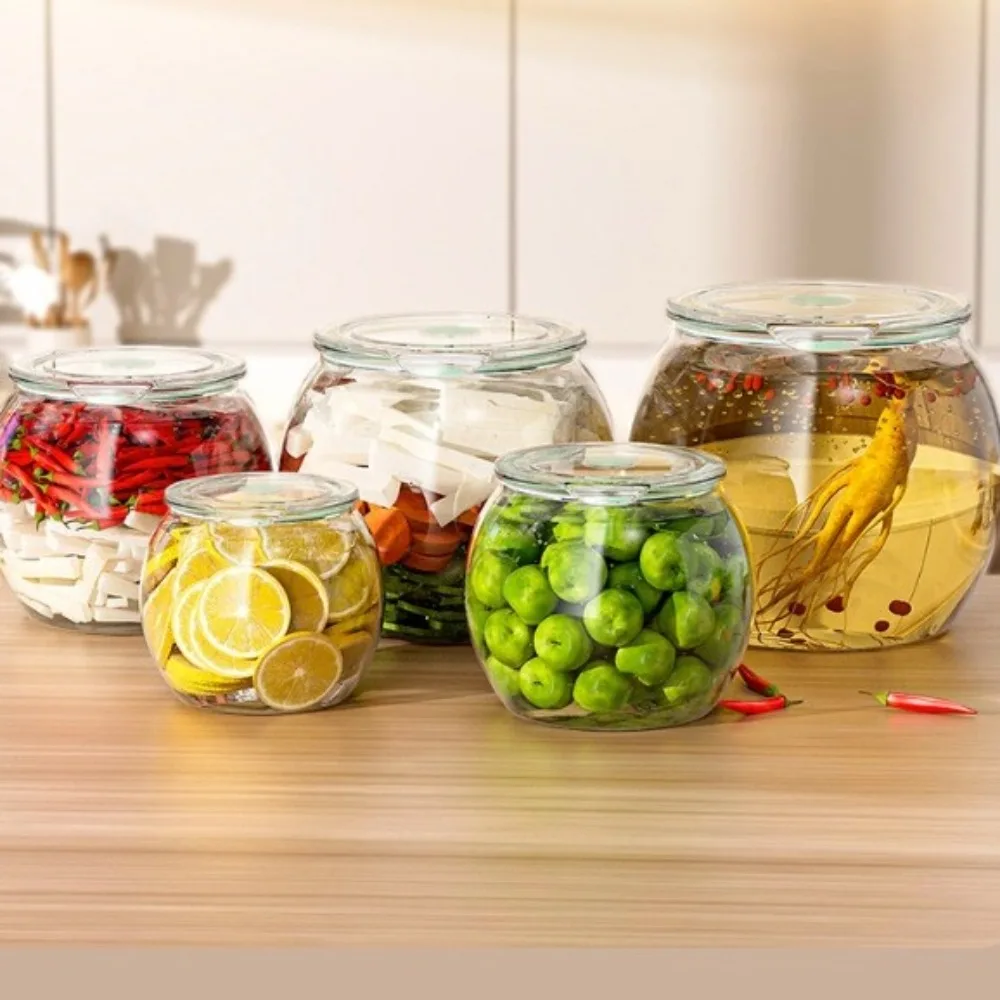 New Transparent Rice Bucket Barrel Sealed Large-Capacity Pickle Jar Moisture-proof Plastic Grain Container Household