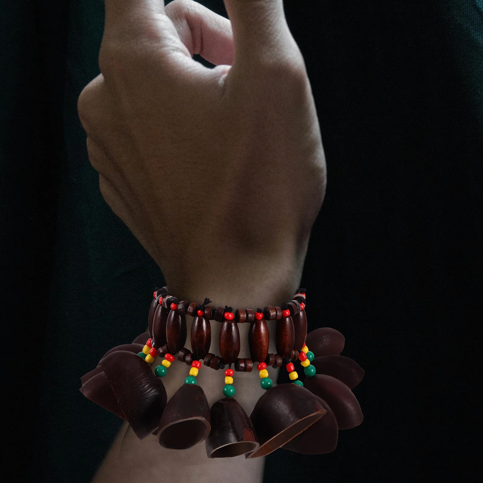 

African Drum Shell Bracelet Nut Hand Rattle Mens Women Jewelry Necklace Instrument Accessories Percussion Musical Style Tribal