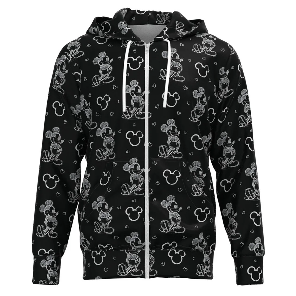 Disney Mickey Mouse 3D Hoodie Graffiti Disneyland Inspiration Men Women Long Sleeve Hoodie Sweater Sweatshirt Zipper Pullover