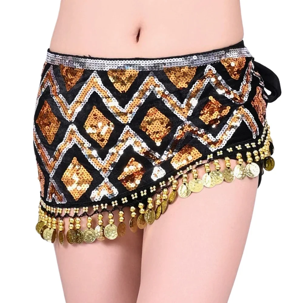 Buikdans Hippe Sjaal Pailletten Rok Vrouwen Buikdans Munten Riemen Oosterse/Indiase Dans Praktijk Prestaties Kostuum Accessoires