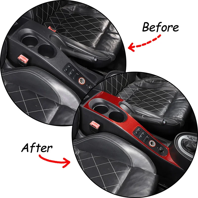 For Seat Leon 2008-2012 Soft Carbon Fiber Car Styling Car Center Water Cup Holder Panel Cover Sticker Car Interior Accessories