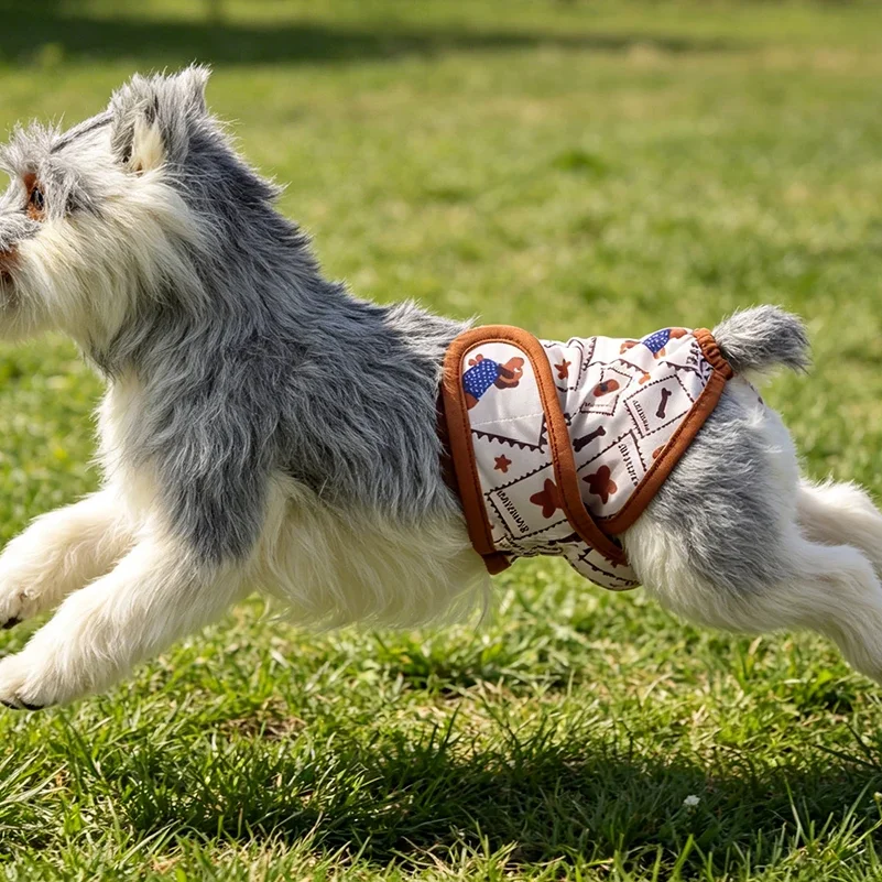 Washable Reusable Dog Diapers Physiological Pants Cute Cartoon Print Female Dog Diaper Adjustable Dog Sanitary Panties view 6