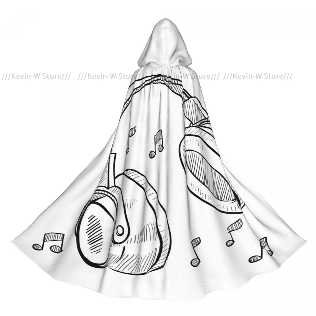 

Adult Cloak Cape Hooded Music Headphones Sketch Doodle Medieval Costume Witch Wicca Vampire Elf Purim Carnival Party