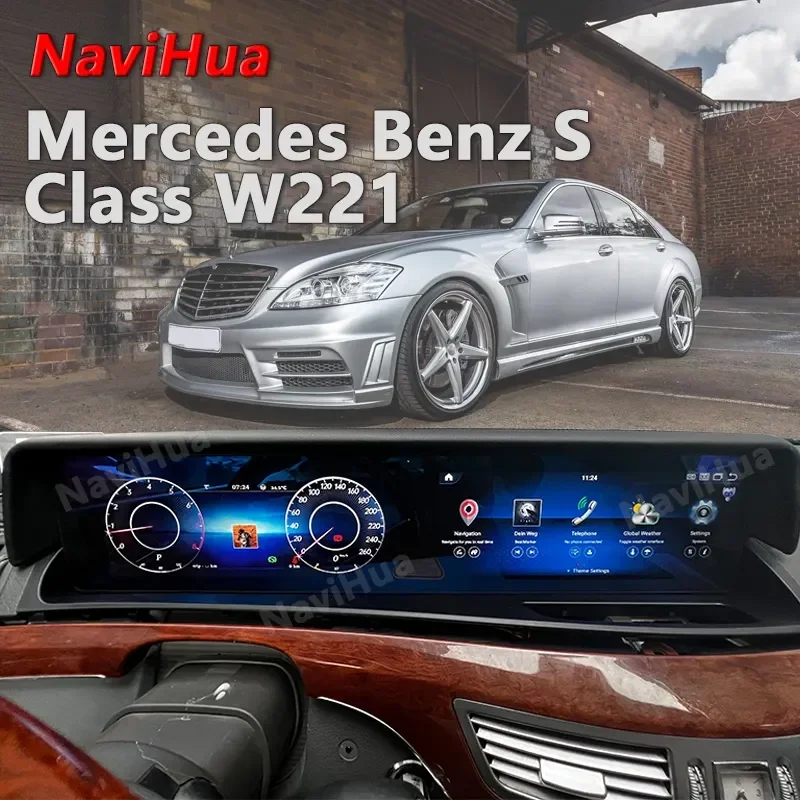 

12.3 inch For Mercedes Benz S class W221 To W222 Dual Screen Android Radio Cluster Digital Instrument Stereo Upgrade