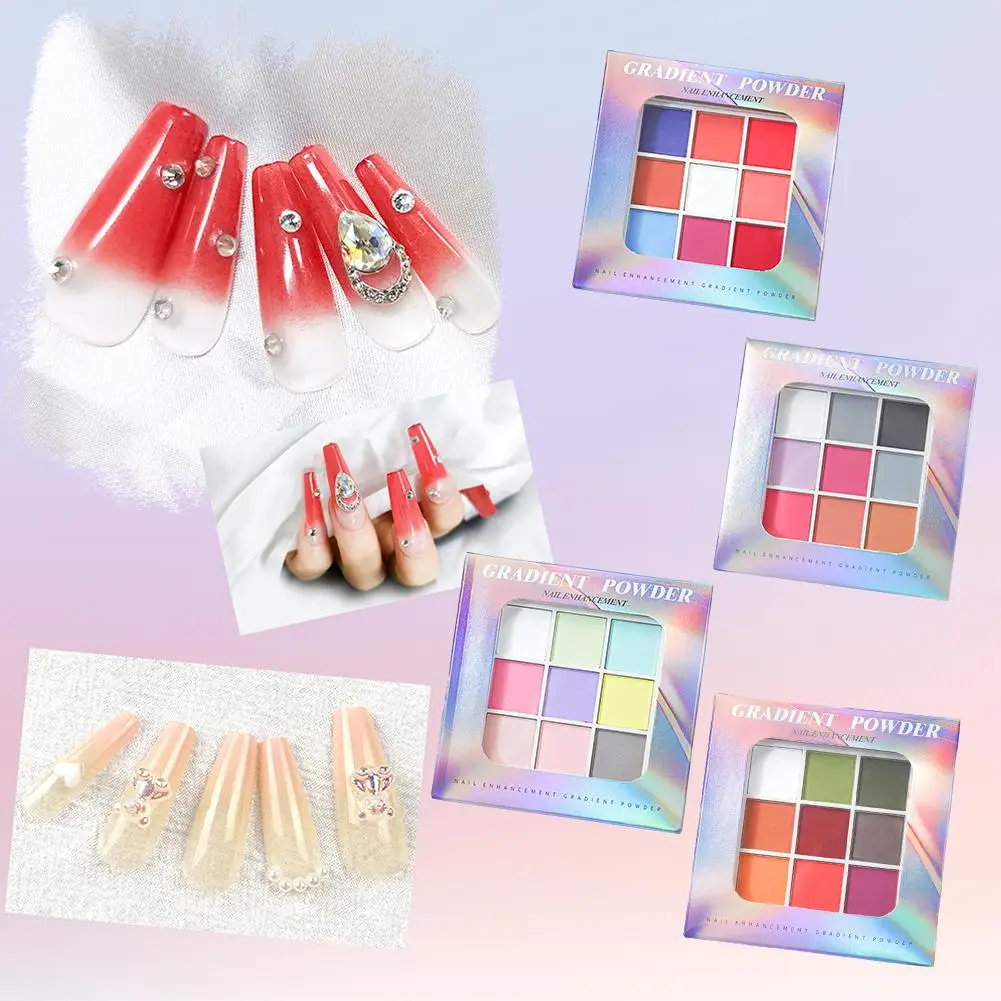 9 colori solidi accarezzanti polveri per unghie smalto UV decorazione glitter Pat opaco luccichio smalto fine manicure Deco polvere Grad D7Y4