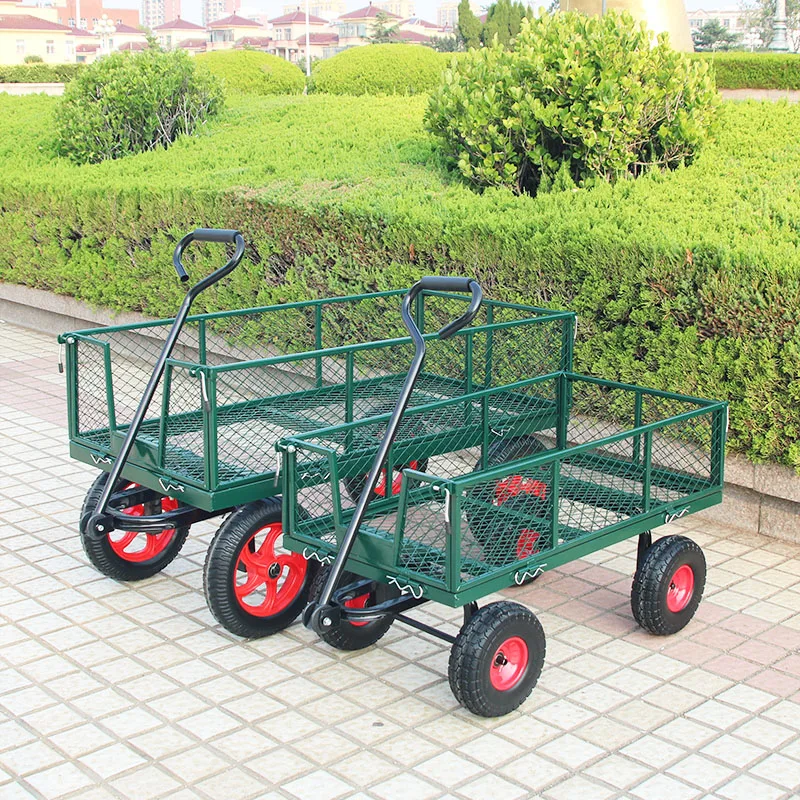 Carrinho de reboque de quatro rodas, caminhão, caminhão familiar resistente, caminhão de ferramentas de jardim