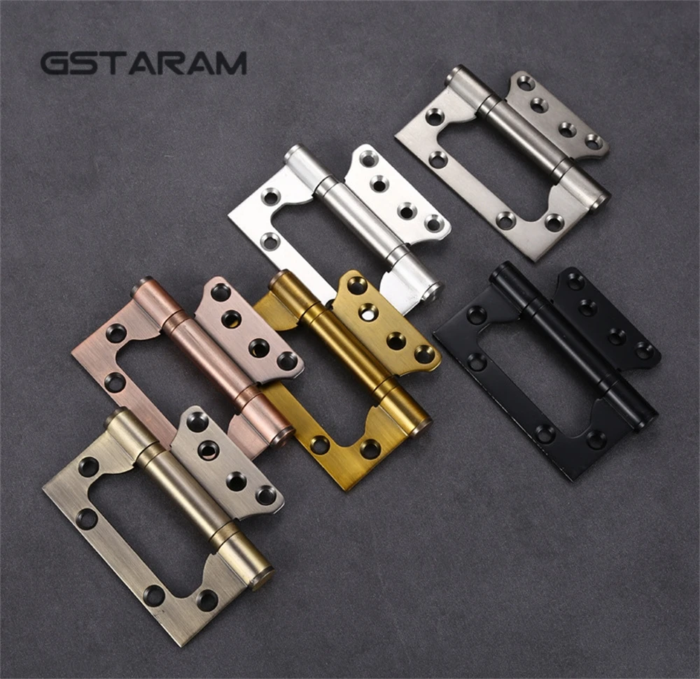 

2PCS/SET 4-inch Loose-leaf 304 Stainless Steel wooden Door Hinge Thickened Black Silent Bearing Slotless Hinge For Wooden Door