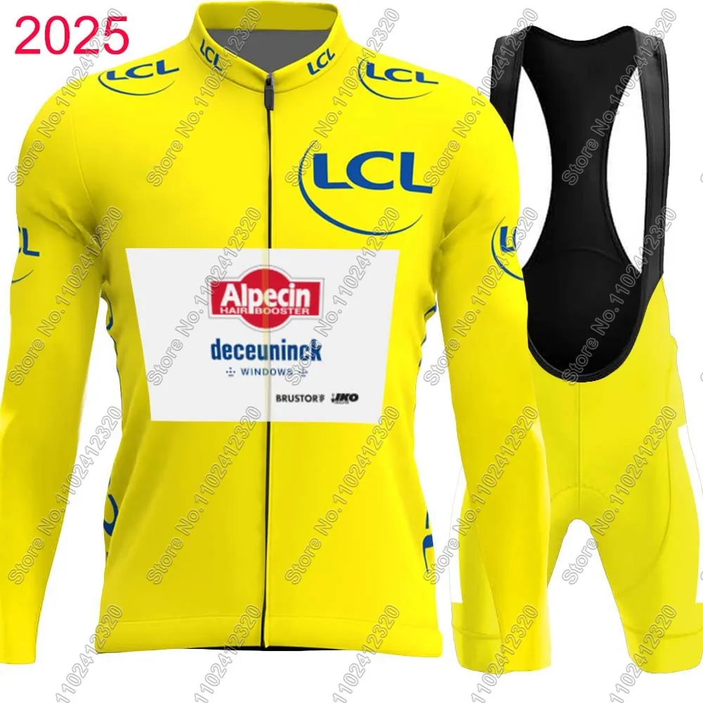 

2025 France Tour Alpecin Deceuninck Team Cycling Jersey Set Men Short Long Clothing Road Bike Shirts Suit Bicycle Bib Shorts MTB