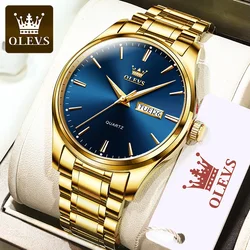 OLEVS Original Brand Men's Watch Stainless Steel Big Face Casual Dress Wrist Watch Quartz Analog Day Date Waterproof Luminous