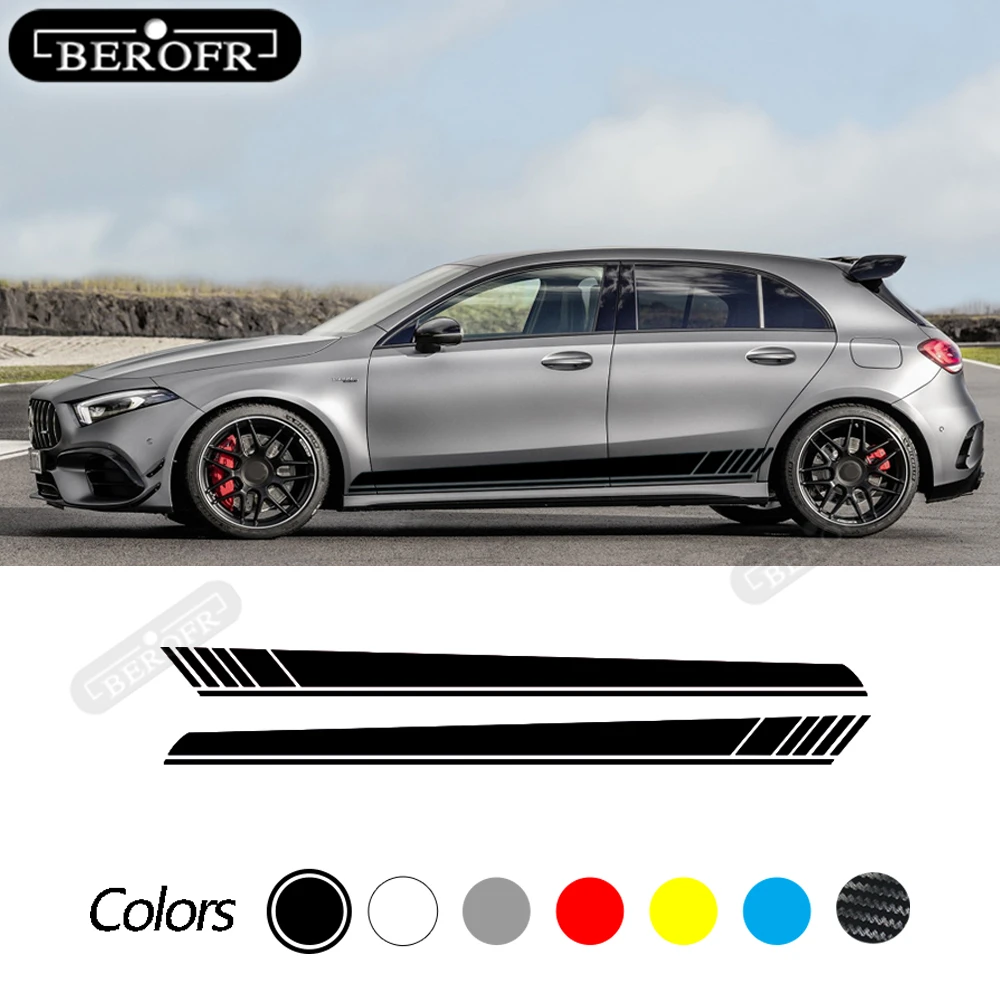 Car Side Body Sticker Stripe Skirt Sport Decal For Mercedes Benz A Class W176 W177 A45 A180 A200 A220 A250 X117 AMG Decoration