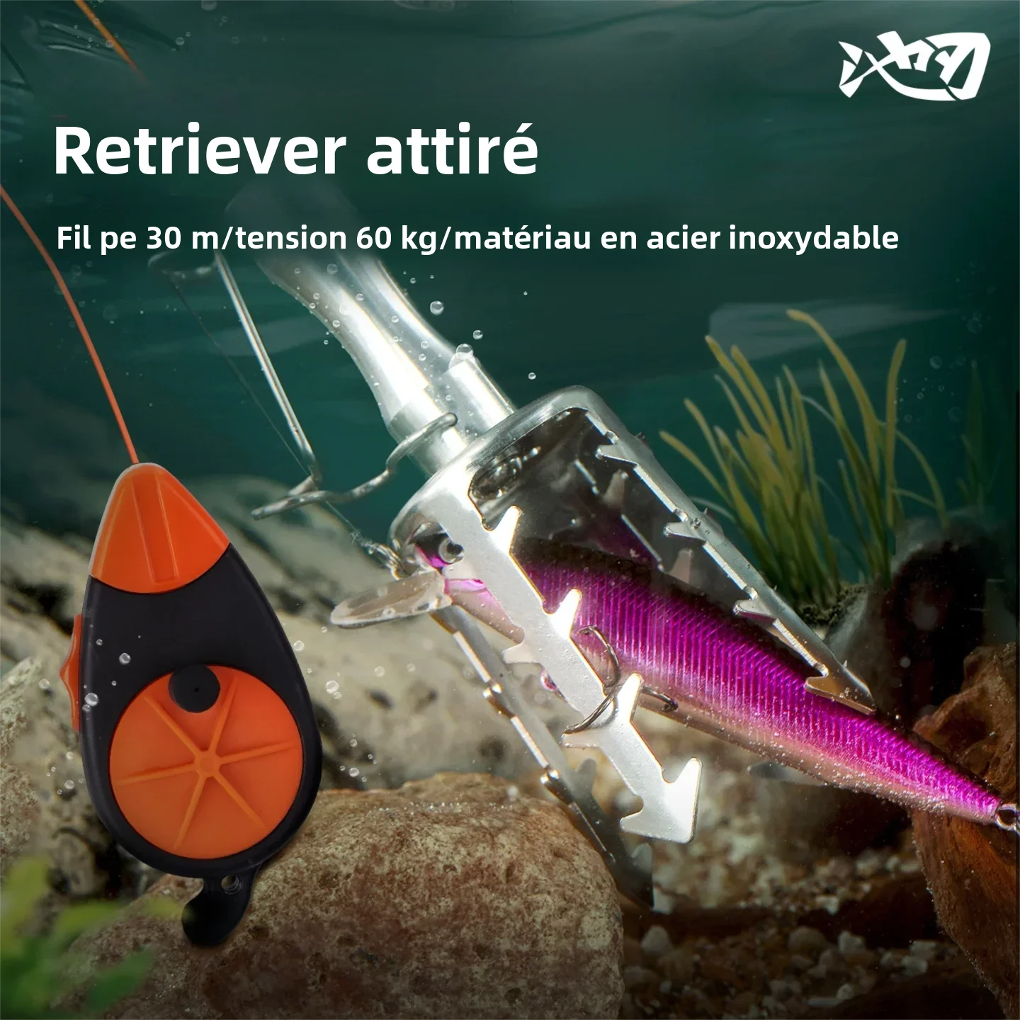 Récupérateur de leurres en acier inoxydable avec ligne PE de 30m, Force de traction 132LB, pince à appâts, leurres pour poissons coincés, chercheur d'économie d'appâts, outils de pêche