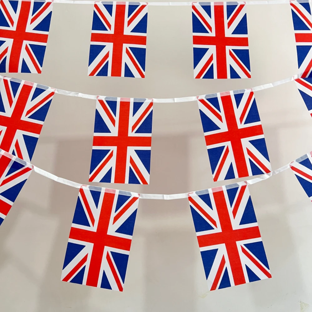 14x21cm20pcs  UK United Kingdom British FlagHanging Triangle String Jubilee Decorations Pennant Kingdom Flags