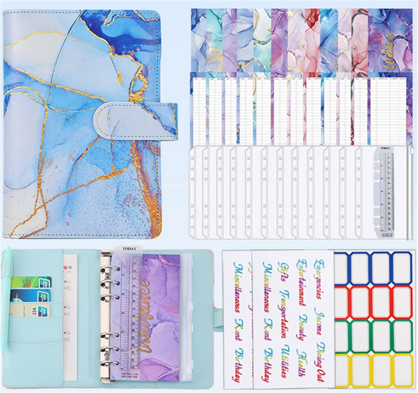 

A6 Marble Colorful Money Budget Planner Binder Zipper EnvelopesCash Envelopes For Budgeting Money Organizer For Budget Binde