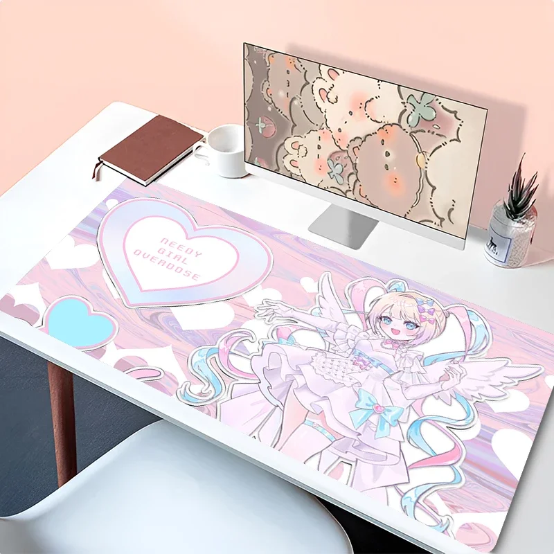 Mauspad Büro PC Needy Girl Overdose Tastatur Teppich Laptop Gaming Zubehör Rosa Mousepad Anime Mädchen Schreibtisch Matte Kawaii Teppich